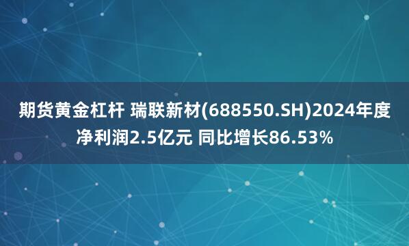 期货黄金杠杆 瑞联新材(688550.SH)2024年度净利润2.5亿元 同比增长86.53%