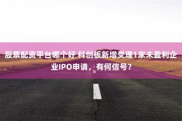 股票配资平台哪个好 科创板新增受理1家未盈利企业IPO申请，有何信号？