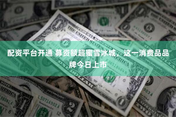 配资平台开通 募资额超蜜雪冰城，这一消费品品牌今日上市