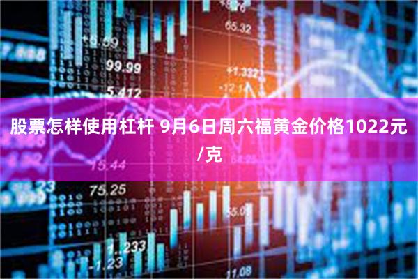 股票怎样使用杠杆 9月6日周六福黄金价格1022元/克